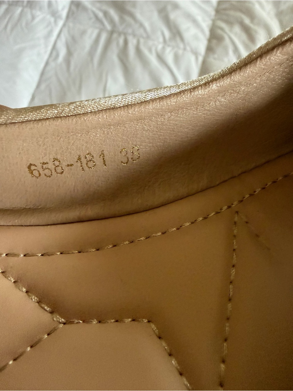 Embellished Pearl Pointed Toe Flat - Champagne - Picture 13 of 14